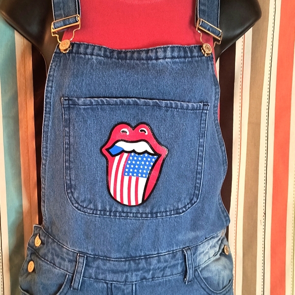 MISSLOOK Denim Overalls with Rolling Stone Logo - Picture 4 of 9